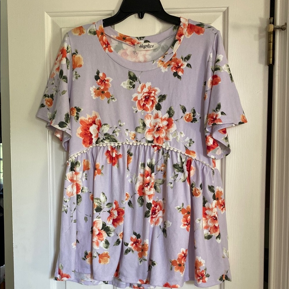 Haptics Floral Top - Purple and Orange